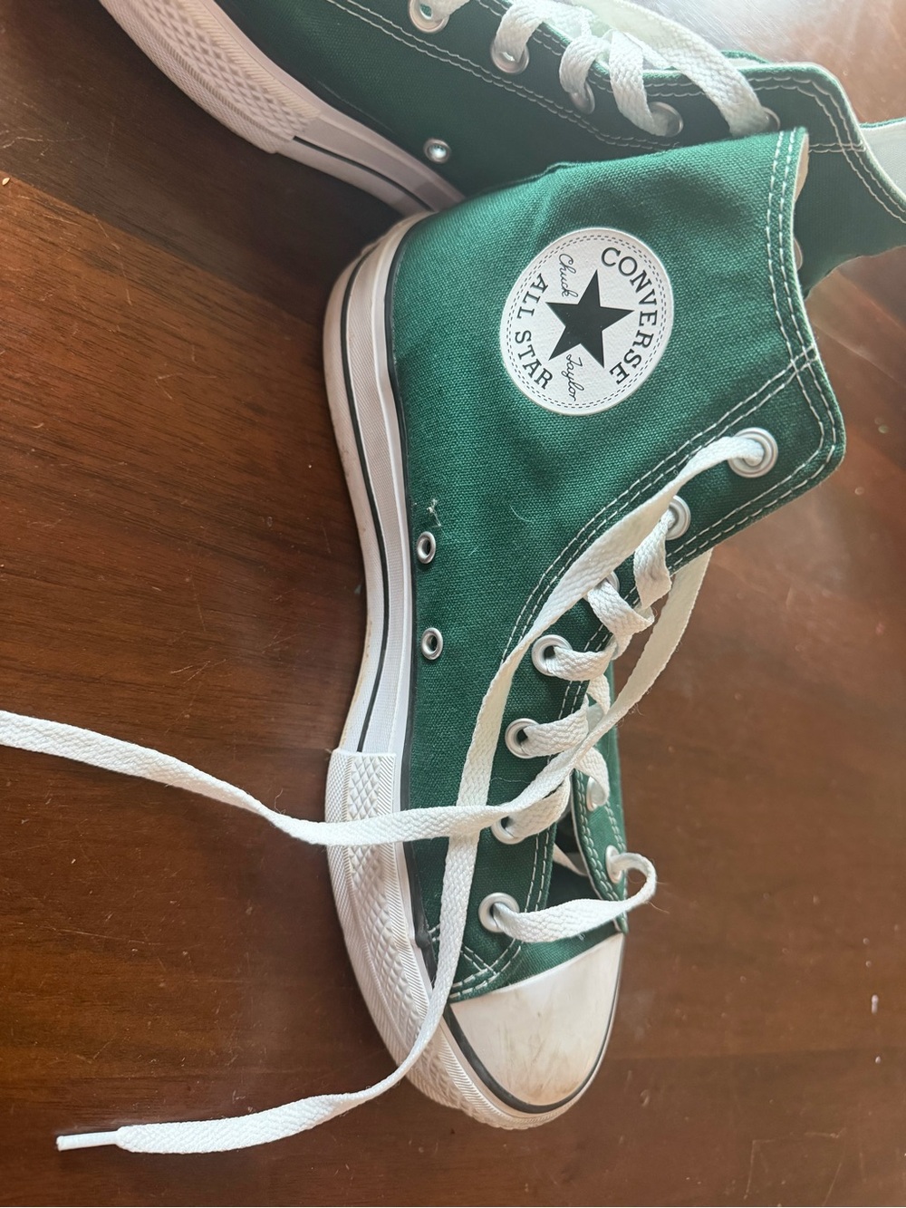 Converse Green High Top Canvas Sneakers with White Accents - Picture 2 of 12